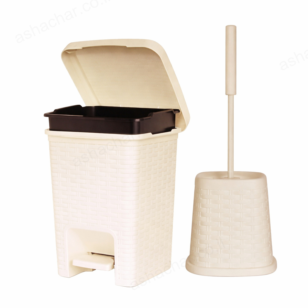 סט ראטן מרובע 6 ליטר פרגמון פח+מברשת