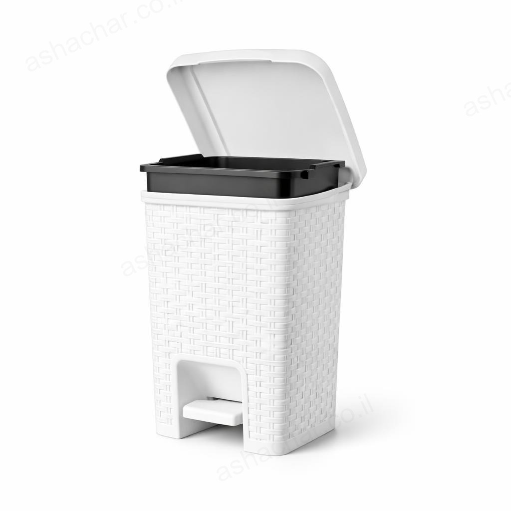 פח פדל מרובע 6 ליטר ראטן לבן